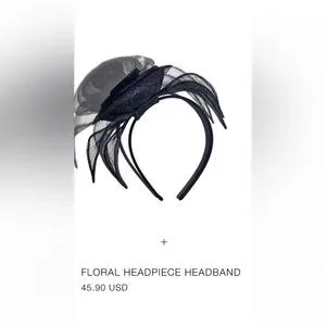 Zara headpiece headband with tonal flower appliqué in midnight blue Zara Floral Headpiece Headband | eBay main image 3